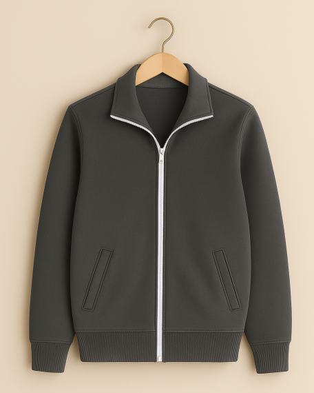 Bluza trening cu guler, gri inchis, femei