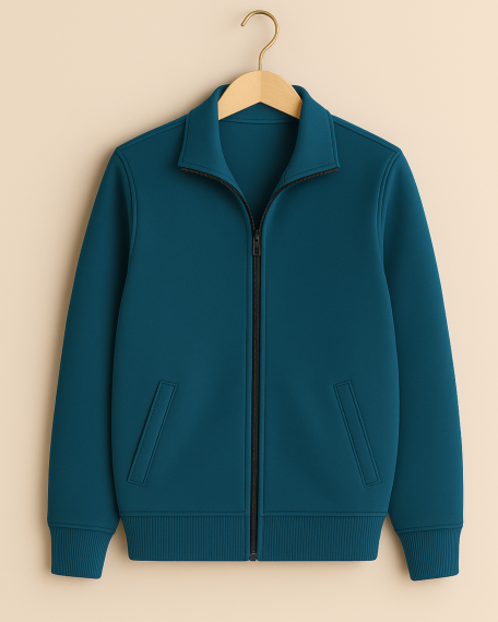 Bluza trening cu guler, turcoaz inchis, femei