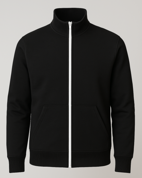 Bluza trening cu guler, neagra, barbati