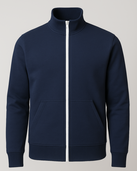 Bluza trening cu guler, bleumarin, barbati