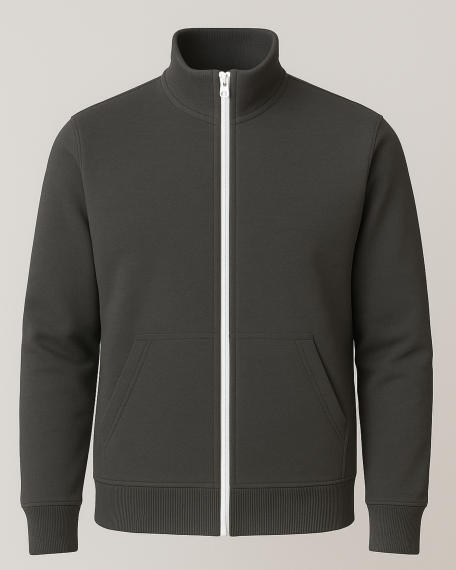 Bluza trening cu guler, gri inchis, barbati