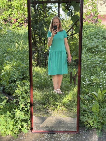 Rochie Lidia - bumbac jerse, verde smarald