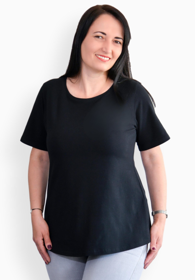 Tricou negru, maneca medie