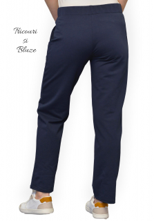 Pantaloni bumbac flausat, simpli, cu buzunare, bleumarin
