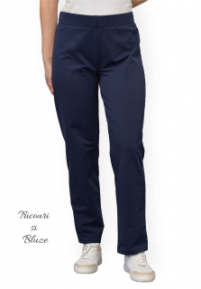 Pantaloni bumbac flausat, simpli, fara buzunare, bleumarin