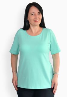 Tricou aquamarin, maneca medie