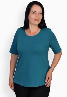 Tricou turcoaz inchis, maneca medie