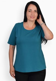 Tricou turcoaz inchis, maneca medie