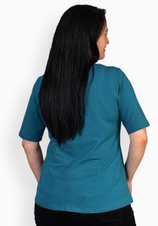 Tricou turcoaz inchis, maneca medie