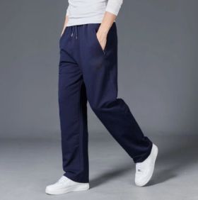 Pantaloni bumbac flausat simpli, bleumarin