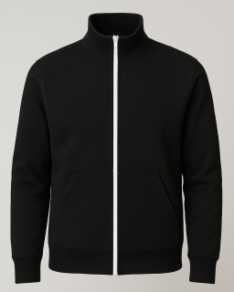 Bluza trening cu guler, neagra, barbati