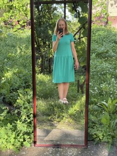 Rochie Lidia - bumbac jerse, verde smarald