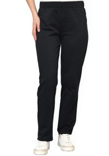 Pantaloni bumbac flausat, simpli, fara buzunare, negri