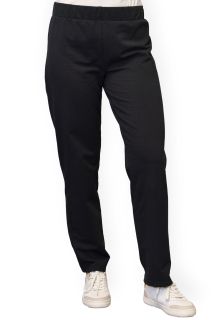 Pantaloni bumbac flausat, simpli, fara buzunare, negri