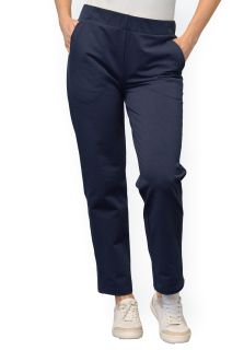 Pantaloni bumbac flausat, simpli, cu buzunare, bleumarin