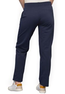 Pantaloni bumbac flausat, simpli, cu buzunare, bleumarin