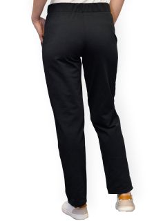 Pantaloni bumbac flausat, simpli, cu buzunare, negri