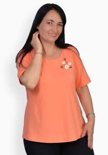 Tricou somon cu margarete si albinute, maneca medie