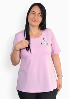 Tricou mov deschis cu margarete si albinute, maneca medie
