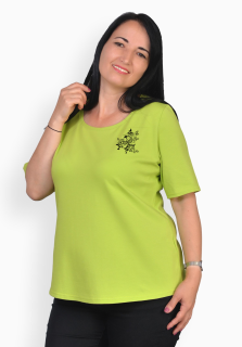 Tricou verde deschis cu fluturas negru, maneca medie