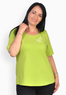 Tricou verde deschis cu fluturas alb, maneca medie